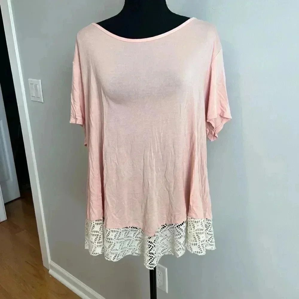 Baby Pink and white lace women’s dress top